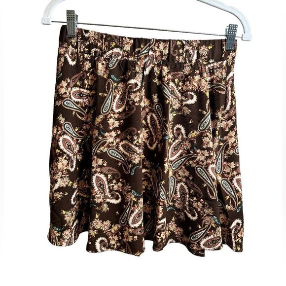 NWT Stitch Fix Women’s Brown Paisley Flowy Mini Skirt - Size Small - Picture 2 of 6